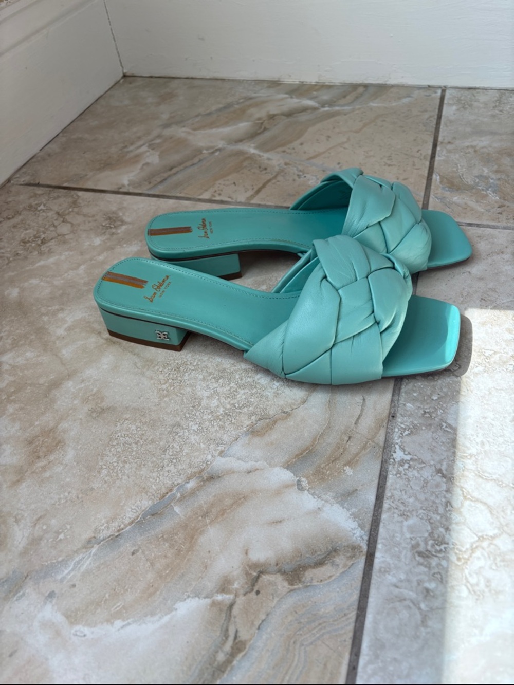 Sam Edelman Braided Slide Sandals in Seafoam